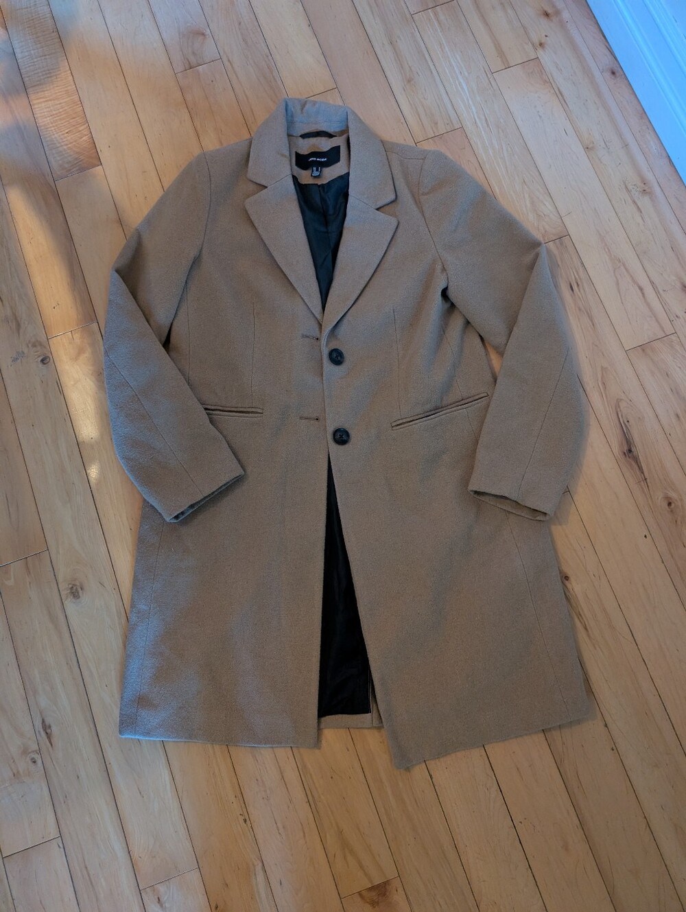 Vero Moda Camel Wool-Blend Pea Coat